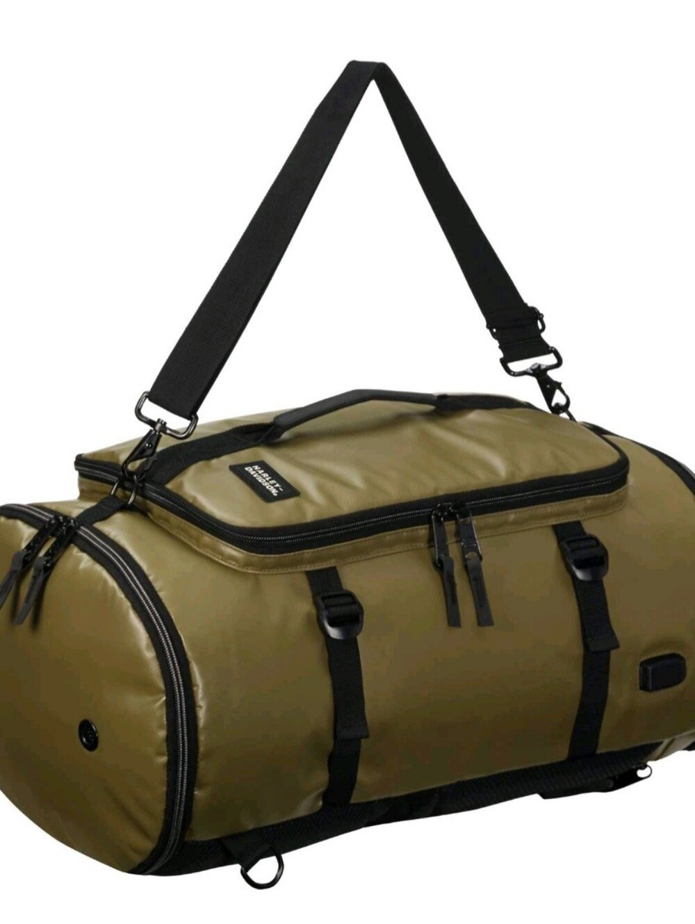 New Harley-Davidson Water-Resistant Travel Hybrid Duffel Bag/Backpack - Khaki